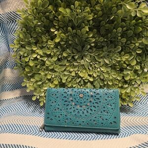 Teal Laser-Cut Wallet